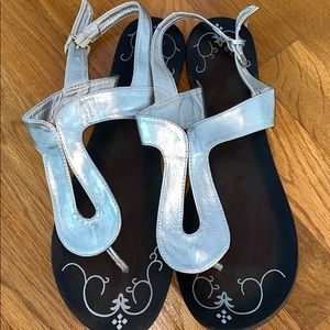 Silver leather sandals